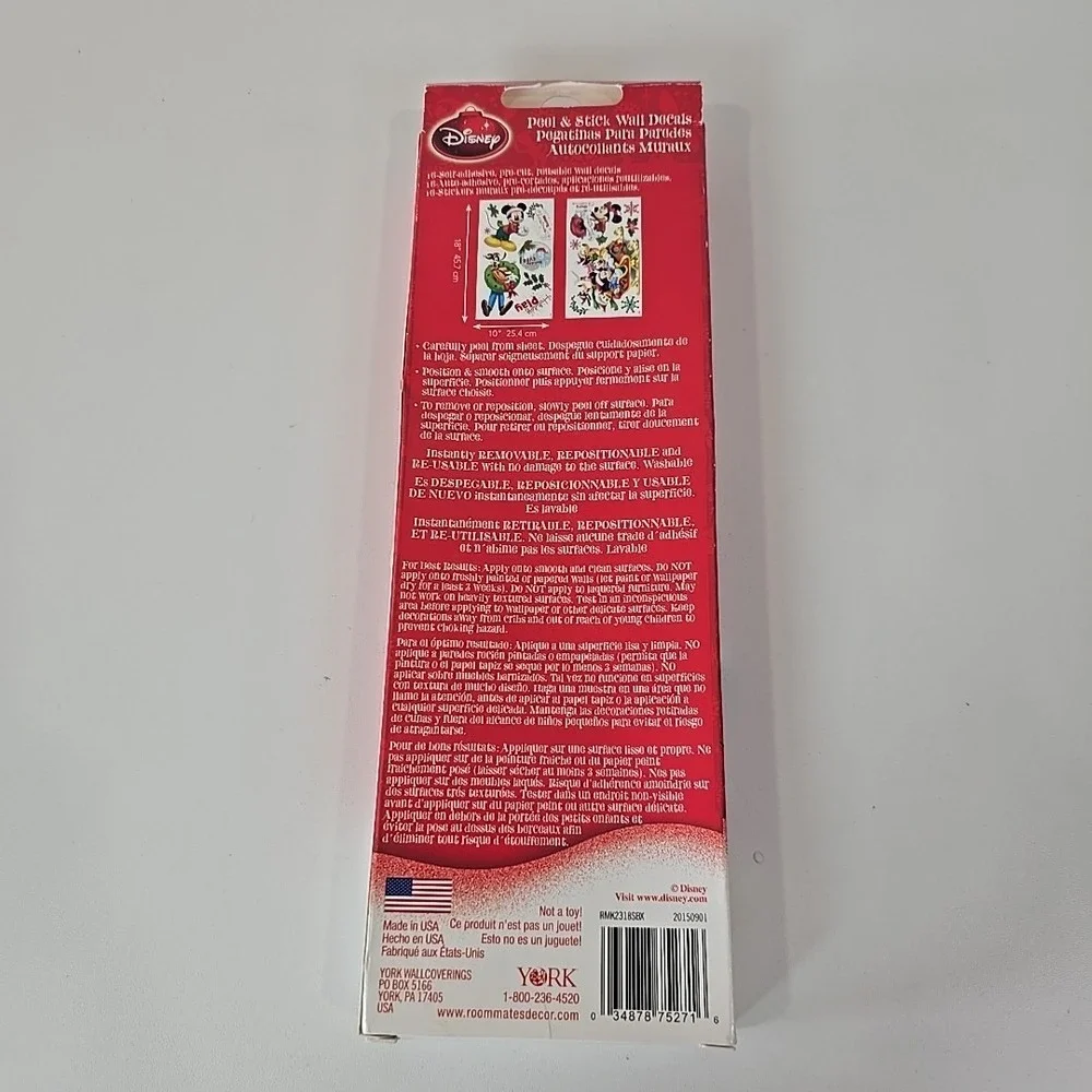 Disney Mickey Mouse Jumbo Stick-Ups Christmas Decals‎ 16 pcs Vintage New in Box
